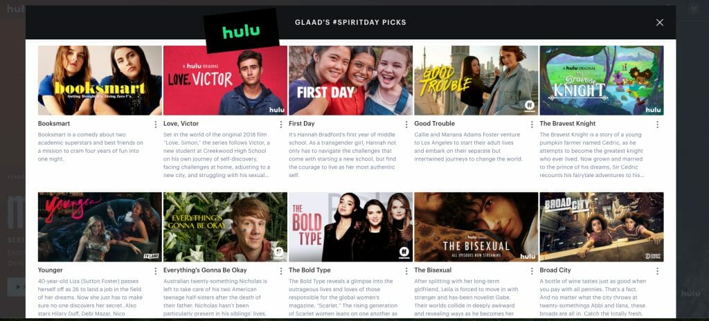 GLAAD Hulu Spirit Day Carousel Picks 2020