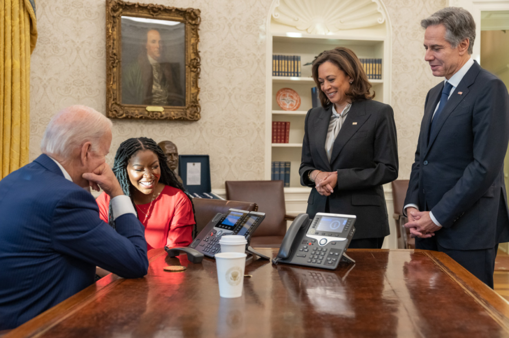 President Joe Biden, Vice President Kamala Harris, Secretary Antony Blinken, and Cherelle Griner