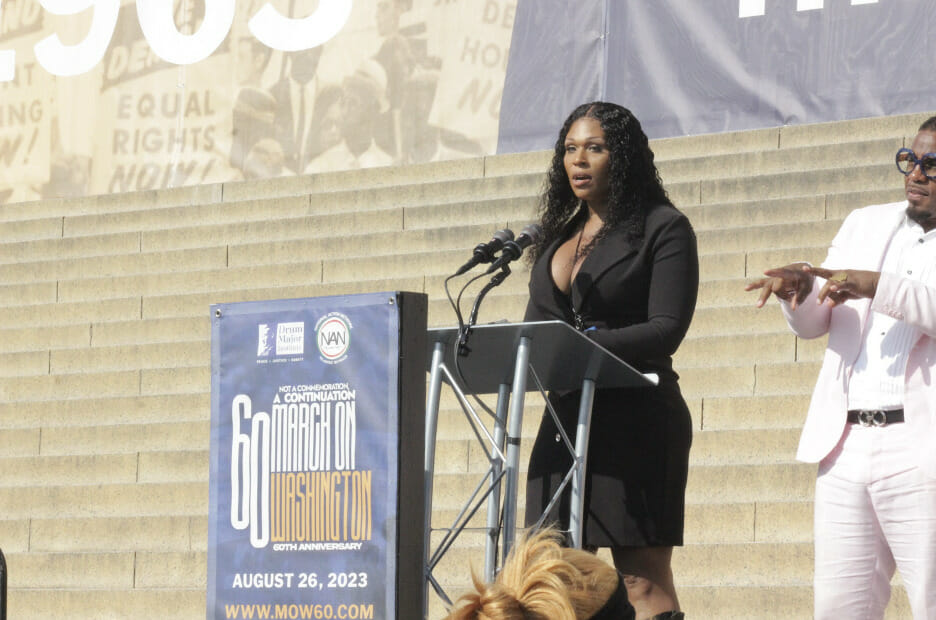 Peppermint, actress and GLAAD board member, delivering her speech at the 60th March on Washington