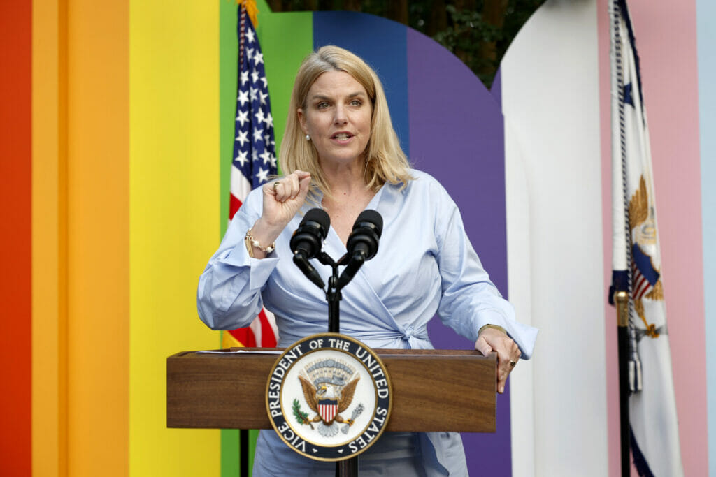 GLAAD President and CEO Sarah Kate Ellis speaks onstage during a Pride Celebration hosted by the Vice President Of The United States and Mr. Emhoff in collaboration with GLAAD on June 28, 2023 in Washington, DC. - Photo by Tasos Katopodis, Getty Images for GLAAD | GLAAD GLAAD President and CEO Sarah Kate Ellis speaks onstage during a Pride Celebration hosted by the Vice President Of The United States and Mr. Emhoff in collaboration with GLAAD on June 28, 2023 in Washington, DC. - Photo by Tasos Katopodis, Getty Images for GLAAD