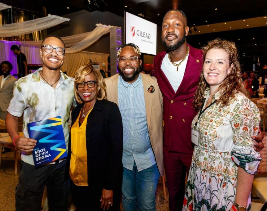 GLAAD’s Julian J. Walker, Deborah H. Telman Executive Vice President Corporate Affairs and General Counsel - Gilead Sciences, GLAAD’s DaShawn Usher, Darwin Thompson - Director Public Affairs, Corporate Giving - Gilead Sciences, and GLAAD’s Tristan Marra at the 27th Annual United States Conference on HIV-AIDS in Washington, DC