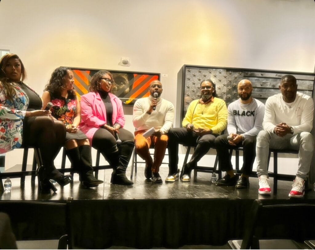 Article-12-4-2023-Picture4 | GLAAD Panelists Toni Bryce, Dr. Sophia Hussen, Sloane Bowman, Moderator, Larry Scott-Walker, Dyllon Burnside, and Darwin Thompson.