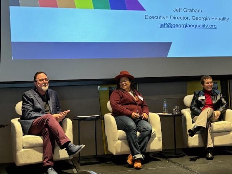 “State of the Movement in Georgia” Panelists (L to R): Jeff Graham, GA State Senator Kim Jackson (D-41), Wendi Clifton (Photo: Darian Aaron) | GLAAD “State of the Movement in Georgia” Panelists (L to R): Jeff Graham, GA State Senator Kim Jackson (D-41), Wendi Clifton (Photo: Darian Aaron)
