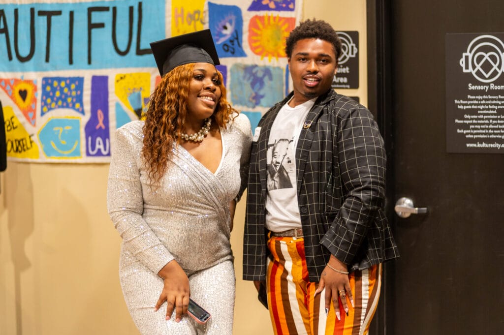 DSC_6295 | GLAAD Black Trans Future fellow, Mahogany Toney, and TKO Youth Program Manager, Josh Baker, at 2024 Black Trans Future Celebration - Captured by Devin Tanksley