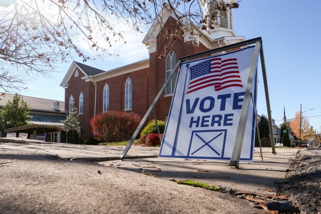 Vote Here sign in Pennsylvania