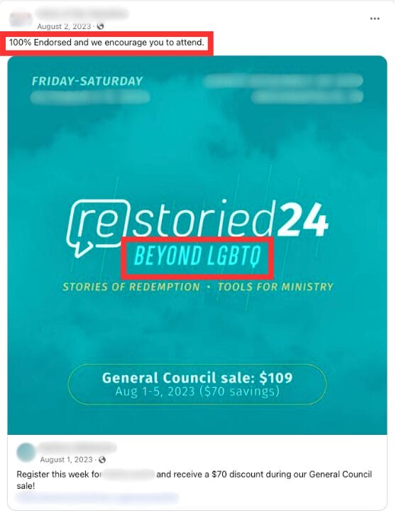 Screenshot of Facebook post selling a “conversion therapy” service (August 1, 2023) | GLAAD Screenshot of Facebook post selling a “conversion therapy” service (August 1, 2023)