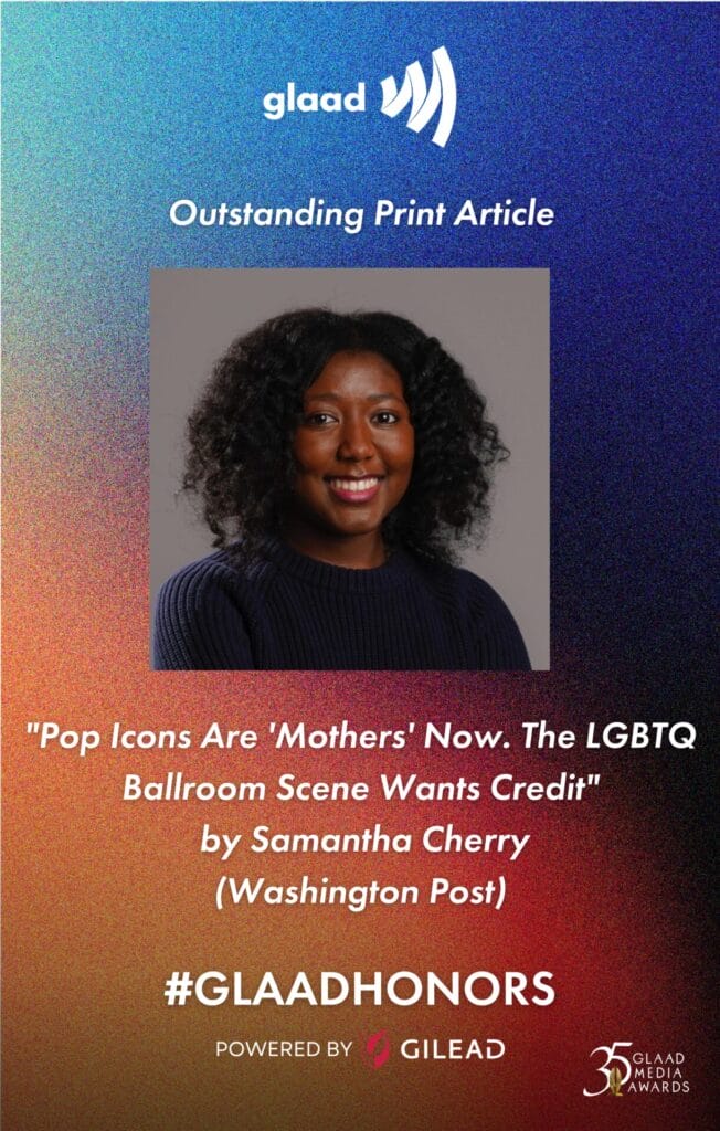 GLAAD Media Award Nominee - Samantha Cherry | GLAAD GLAAD Media Award Nominee - Samantha Cherry