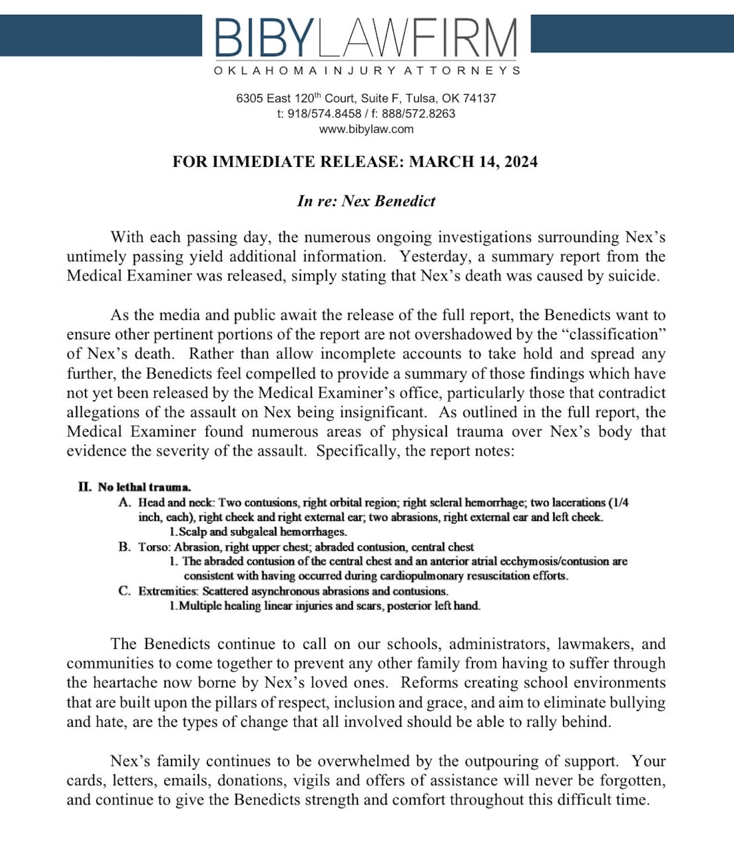 Benedict family statement | GLAAD Benedict family statement