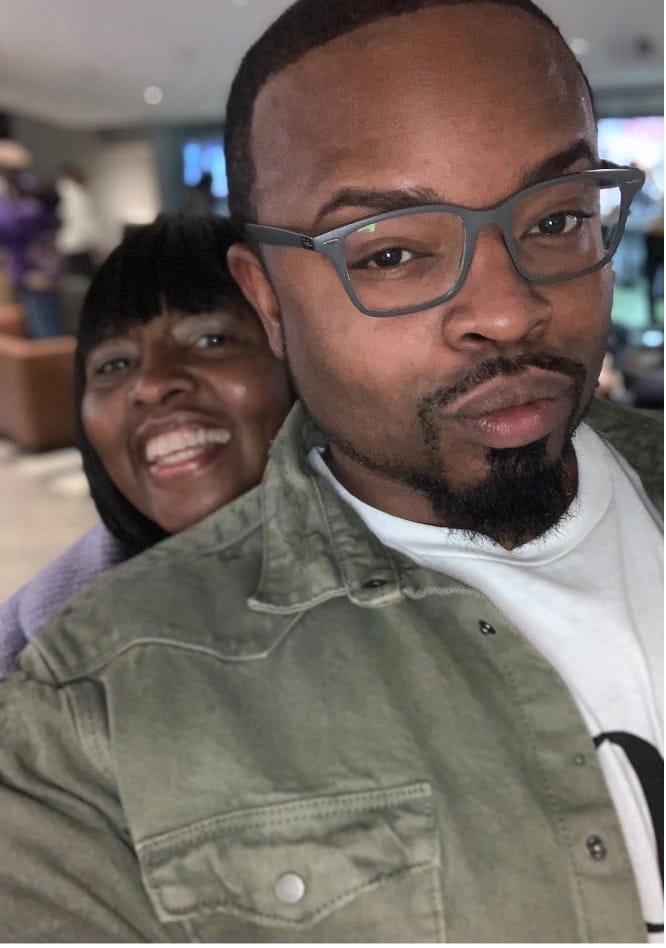 Corey Perkins (inset) poses for a playful photograph with his mother Patrice Manning (back). (Image: Instagram) | GLAAD Corey Perkins (inset) poses for a playful photograph with his mother Patrice Manning (back). (Image: Instagram)