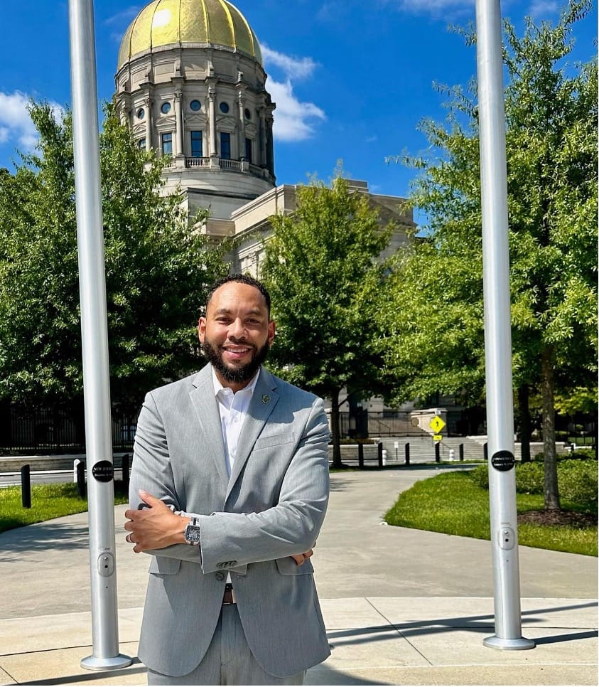 Two-time political candidate Rashaun Kemp stands in front of The Georgia State Capitol. | GLAAD Two-time political candidate Rashaun Kemp stands in front of The Georgia State Capitol.