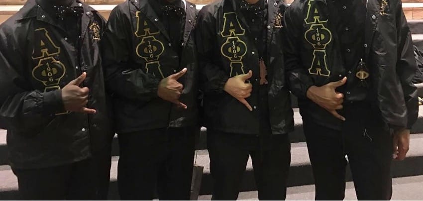 Brothers of Alpha Phi Alpha display ‘The Phi’ in signature paraphernalia. | GLAAD Brothers of Alpha Phi Alpha display ‘The Phi’ in signature paraphernalia.