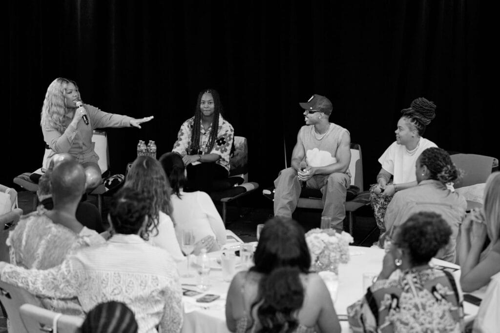 (L-R) Shar Jossell, Soyria Giraud, Donnie Hue Frazier III, and Alexander King at GLAAD's Queer Lens Brunch at the 2024 American Black Film Festival (ABFF). Photo By JElijahPhotos. | GLAAD (L-R) Shar Jossell, Soyria Giraud, Donnie Hue Frazier III, and Alexander King at GLAAD's Queer Lens Brunch at the 2024 American Black Film Festival (ABFF). Photo By JElijahPhotos.