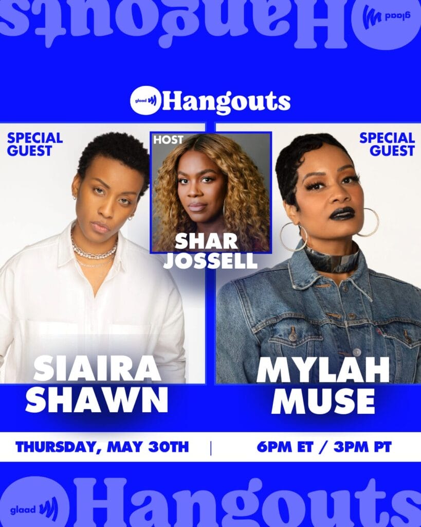 GLAAD Hangout with award-winning journalist, media personality, and host Shar Jossell (@sharsaysso) and fellow members of GLAAD’s Equity in Media and Entertainment Initiative (EMEI). | GLAAD 5/30/24 - Tune in as Shar and the cohorts dive into their musical careers and upcoming performances at @mobinyc’s MOBIFest. MOBIFest is a vibrant, community-focused, and interactive wellness experience celebrating Black queer voices in fashion, music, visual arts, and media. MOBIFest events will take place from June 2nd to June 9th, with musical performances occurring on Saturday, June 8th.