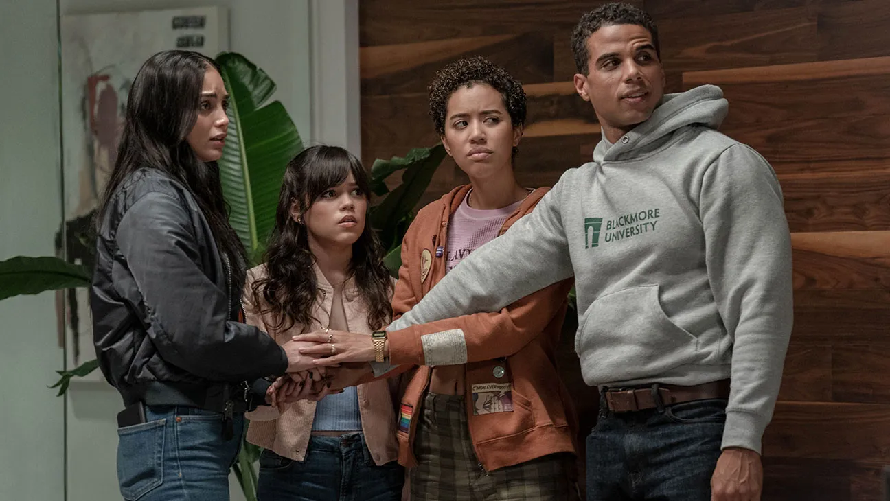 Melissa Barrera Jenna Ortega Jasmin Savoy-Brown and Mason Gooding as Sam Tara Mindy and Chad in Scream VI | GLAAD Melissa Barrera Jenna Ortega Jasmin Savoy-Brown and Mason Gooding as Sam Tara Mindy and Chad in Scream VI