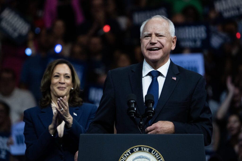 Kamala Harris and Tim Walz at a Philadelphia Rally