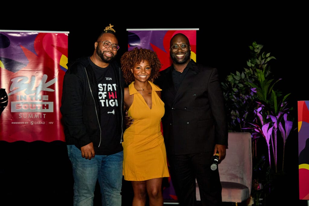IMG_8236 | GLAAD DaShawn Usher, Sr. Director of GLAAD’s Communities of Color and Media Department, and Tymia “Ty” Ballard, Junior Associate of GLAAD’s Communities of Color and Media Department and Marvell Terry II - Courtesy of Johnathan Parham