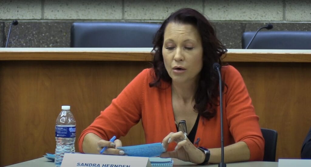 Sandra Hernden, candidate for L’Anse Creuse Public Schools, reads a statement about book bans. | GLAAD Sandra Hernden, candidate for L’Anse Creuse Public Schools, reads a statement about book bans.