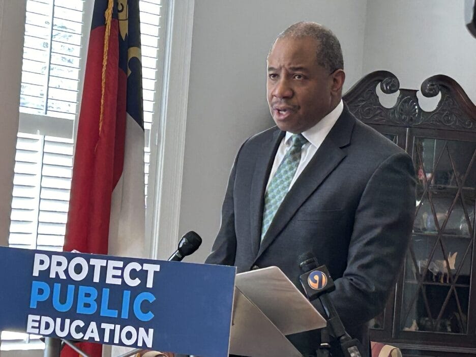 Green, nominee for North Carolina Superintendent of Public Instruction, holds a news conference. | GLAAD Green, nominee for North Carolina Superintendent of Public Instruction, holds a news conference.