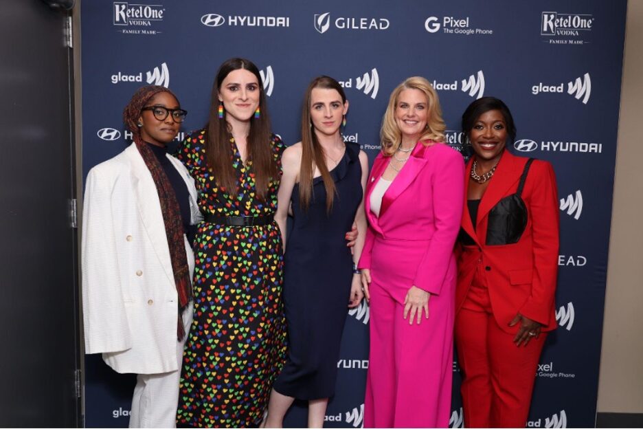 Former Oklahoma State Rep. Mauree Turner, Erin Reed, Montana State Rep. Zooey Zephyr, GLAAD President and CEO Sarah Kate Ellis, GLAAD Board President Liz Jenkins at the 2023 GLAAD Media Awards in New York | GLAAD Former Oklahoma State Rep. Mauree Turner, Erin Reed, Montana State Rep. Zooey Zephyr, GLAAD President and CEO Sarah Kate Ellis, GLAAD Board President Liz Jenkins at the 2023 GLAAD Media Awards in New York