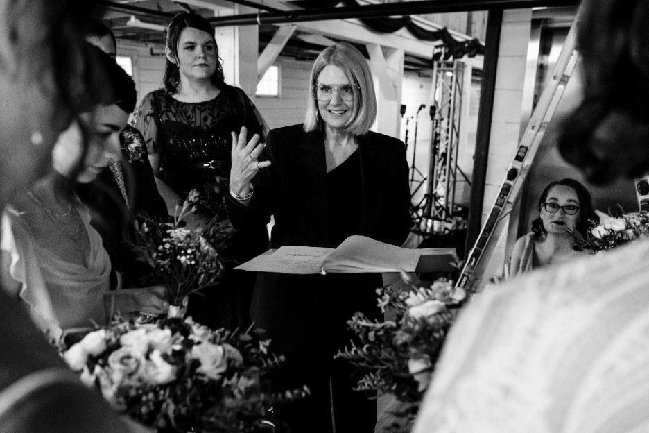 GLAAD President and CEO Sarah Kate Ellis at the wedding of Erin Reed and Zooey Zephyr | GLAAD GLAAD President and CEO Sarah Kate Ellis at the wedding of Erin Reed and Zooey Zephyr