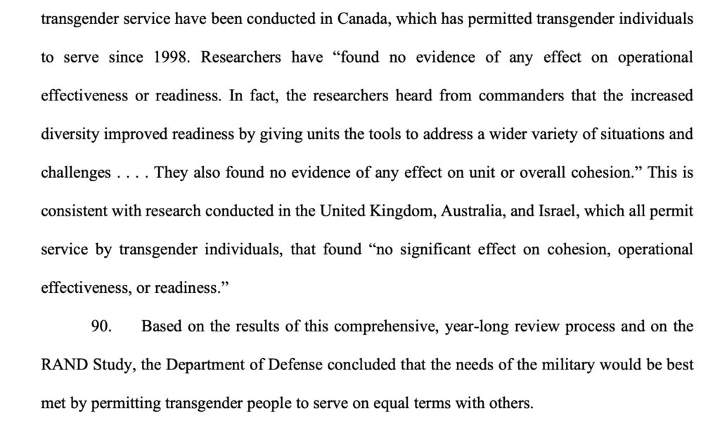 Excerpt from Talbot v Trump complaint challenging attempt to bar transgender people from serving in the military | GLAAD Excerpt from Talbot v Trump complaint challenging attempt to bar transgender people from serving in the military