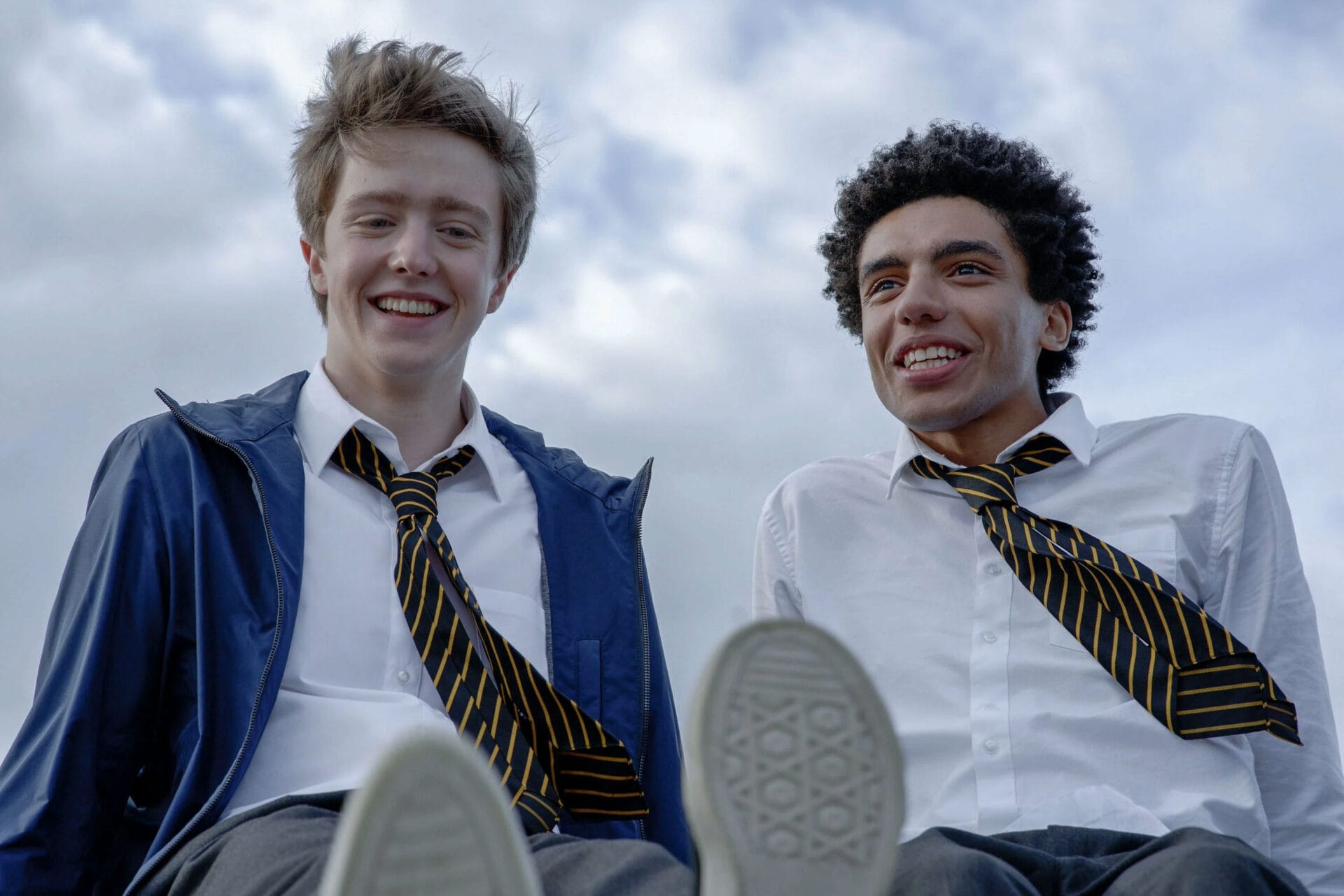 Harry Baxendale and Jay Lycurgo as Rowan and Evan in The Radleys | GLAAD Harry Baxendale and Jay Lycurgo as Rowan and Evan in The Radleys