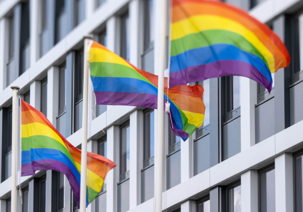 Pride Flags Outside of Building