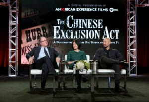 GettyImages-1462890810 | GLAAD PBS 'The Chinese Exclusion Act, A Special Presentation of American Experience' TV show panel, TCA Winter Press Tour, Los Angeles, USA - 17 Jan 2018Ric Burns, Li-Shin Yu and Hoon Lee (Photo by David Buchan/Variety/Penske Media via Getty Images)