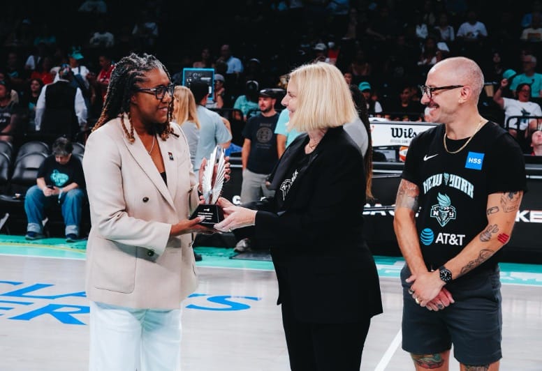 New York Liberty CEO Keia Clarke, GLAAD President and CEO Sarah Kate Ellis, GLAAD Director of Communications and Advocacy Shane Diamond | GLAAD New York Liberty CEO Keia Clarke, GLAAD President and CEO Sarah Kate Ellis, GLAAD Director of Communications and Advocacy Shane Diamond