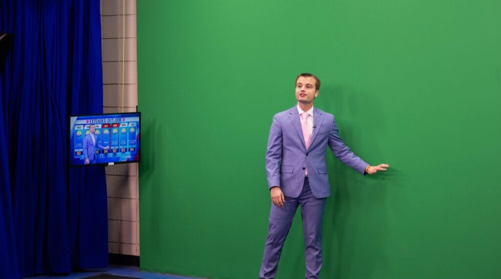 Bryan Boggiano, WDHN morning meteorologist, forecasting the weather. | GLAAD Bryan Boggiano, WDHN morning meteorologist, forecasting the weather.