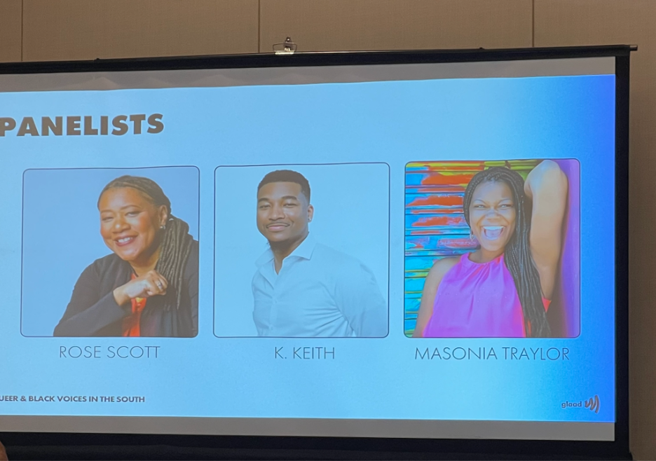 Queer & Black Voices In The South panelists Rose Scott, K. Keith, & Masonia Traylor. | GLAAD Queer & Black Voices In The South panelists Rose Scott, K. Keith, & Masonia Traylor.