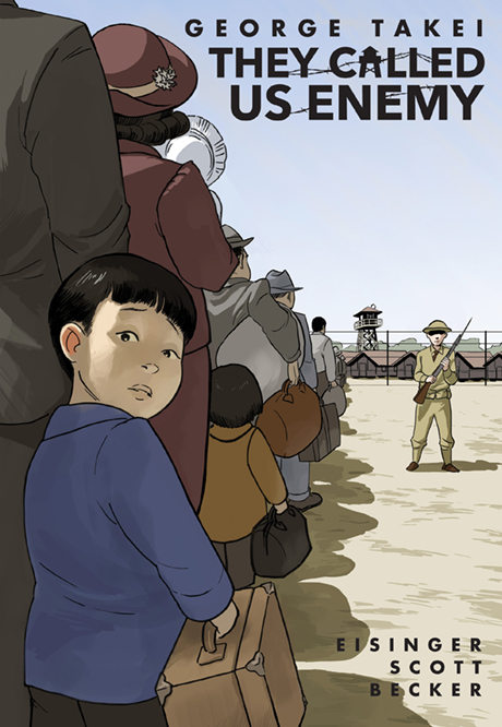 They Called Us Enemy COVER 72 DPI | GLAAD Book cover for "They Called Us Enemy" by George Takei, featuring young Japanese American boy in U.S. government internment camp during World War II
