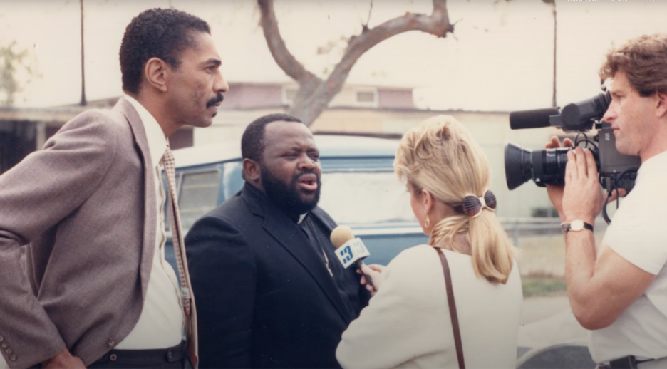 Archbishop Carl Bean addresses the impact of HIV on the Black community with local media as the founder of The Minority AIDS Project. | GLAAD Archbishop Carl Bean addresses the impact of HIV on the Black community with local media as the founder of The Minority AIDS Project.