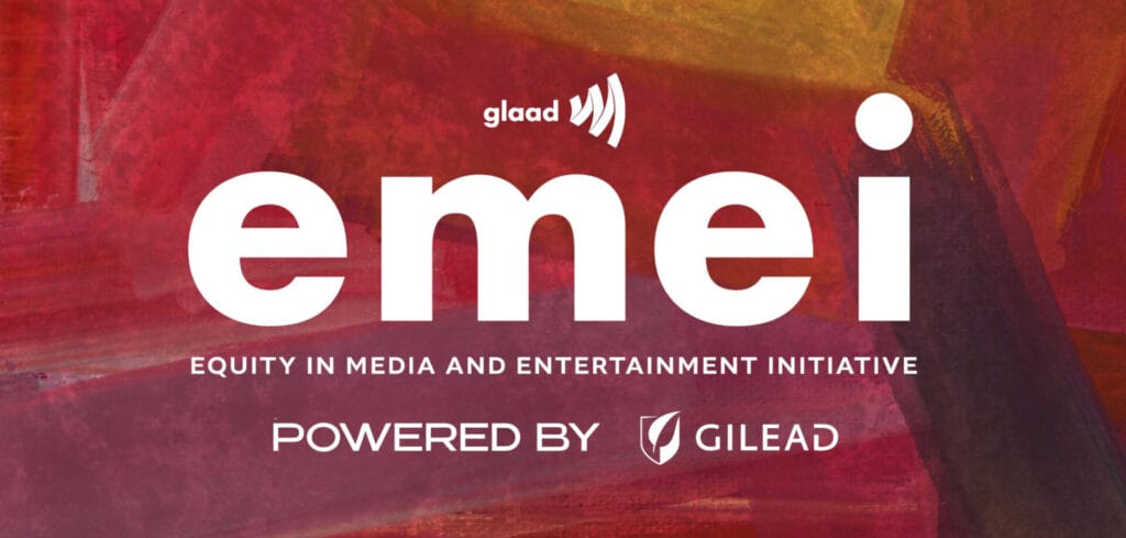 EMEI_exhibition_opening_header-mobile | GLAAD Banner for GLAAD’s Equity in Media and Entertainment Initiative (EMEI), powered by Gilead.